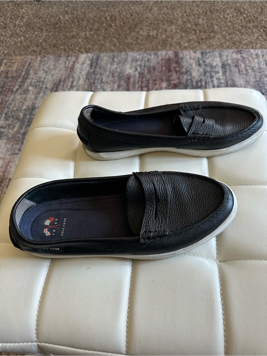 Cole Haan Shoes - Cole Haan Black Leather Slip-On Women’s Loafers with White Sole